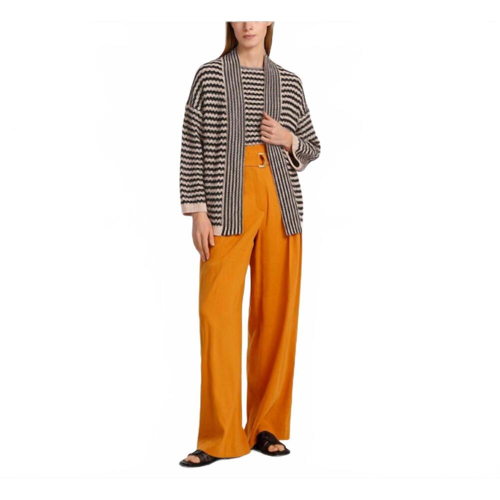 NEW MARC CAIN pattern mix rethink together cardigan in black/tan
